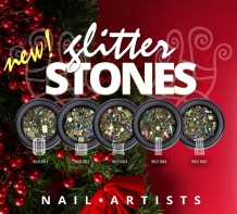 Nail Artists Glitter Stones 9 White Baguette